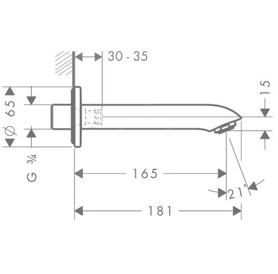 Hansgrohe Metris New - Baduitloop, Chroom 31494000 4 Hansgrohe Metris New - Baduitloop, Chroom 31494000 - Afbeelding 2