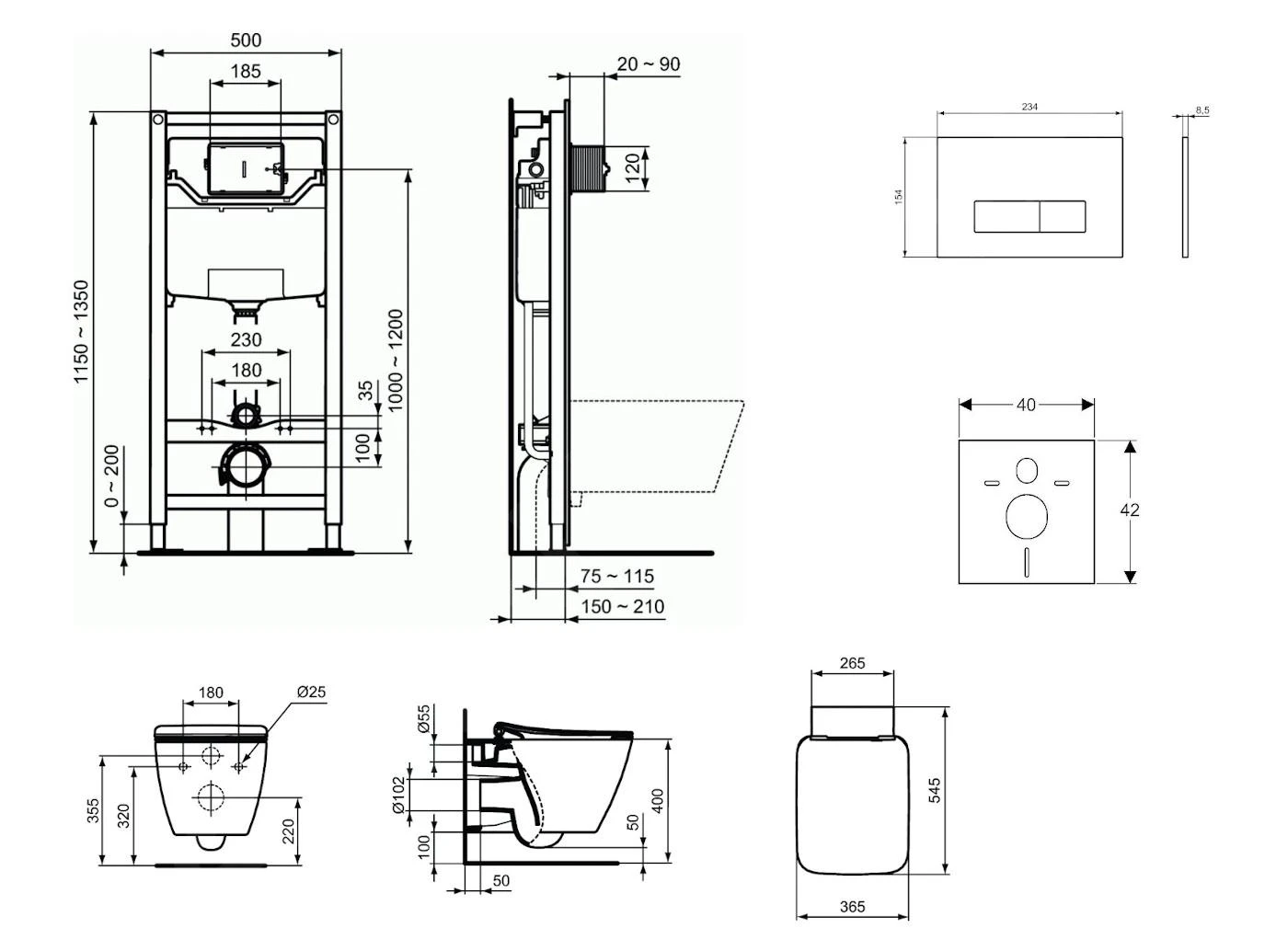 Ideal Standard ProSys - Toiletset- Inbouwreservoir, Closet, WC-zitting Strada II, Oleas M2 Bedieningsplaat, Aquablade, SoftClose, Wit ProSys120M SP25 4 Ideal Standard ProSys - Toiletset- Inbouwreservoir, Closet, WC-zitting Strada II, Oleas M2 Bedieningsplaat, Aquablade, SoftClose, Wit ProSys120M SP25 - Afbeelding 2
