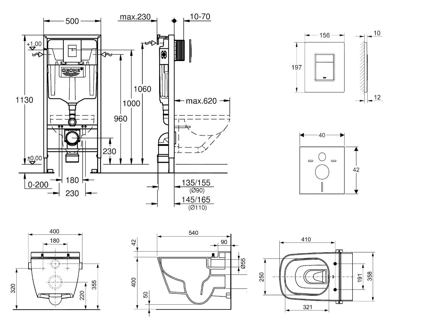 Grohe Rapid SL - Complete Toiletset Douche WC + Tece Wc Zitting, Skate Cosmo Bedieningsplaat, Rimless, SoftClose, Chroom 38528SET-KT 4 Grohe Rapid SL - Complete Toiletset Douche WC + Tece Wc Zitting, Skate Cosmo Bedieningsplaat, Rimless, SoftClose, Chroom 38528SET-KT - Afbeelding 2