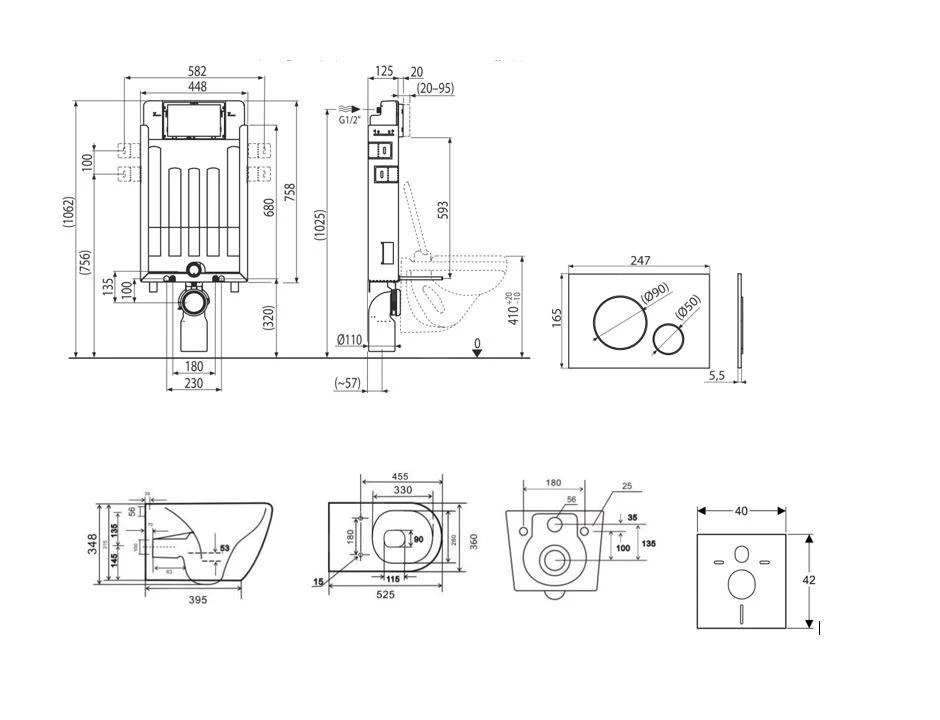 Kielle Genesis - Set Voorwandinstallatie, Toilet Gaia, Toiletbril Softclose En Bedieningspaneel Gemini II, Mat Zwart / Chroom 30505SZ08 4 Kielle Genesis - Set Voorwandinstallatie, Toilet Gaia, Toiletbril Softclose En Bedieningspaneel Gemini II, Mat Zwart / Chroom 30505SZ08 - Afbeelding 2