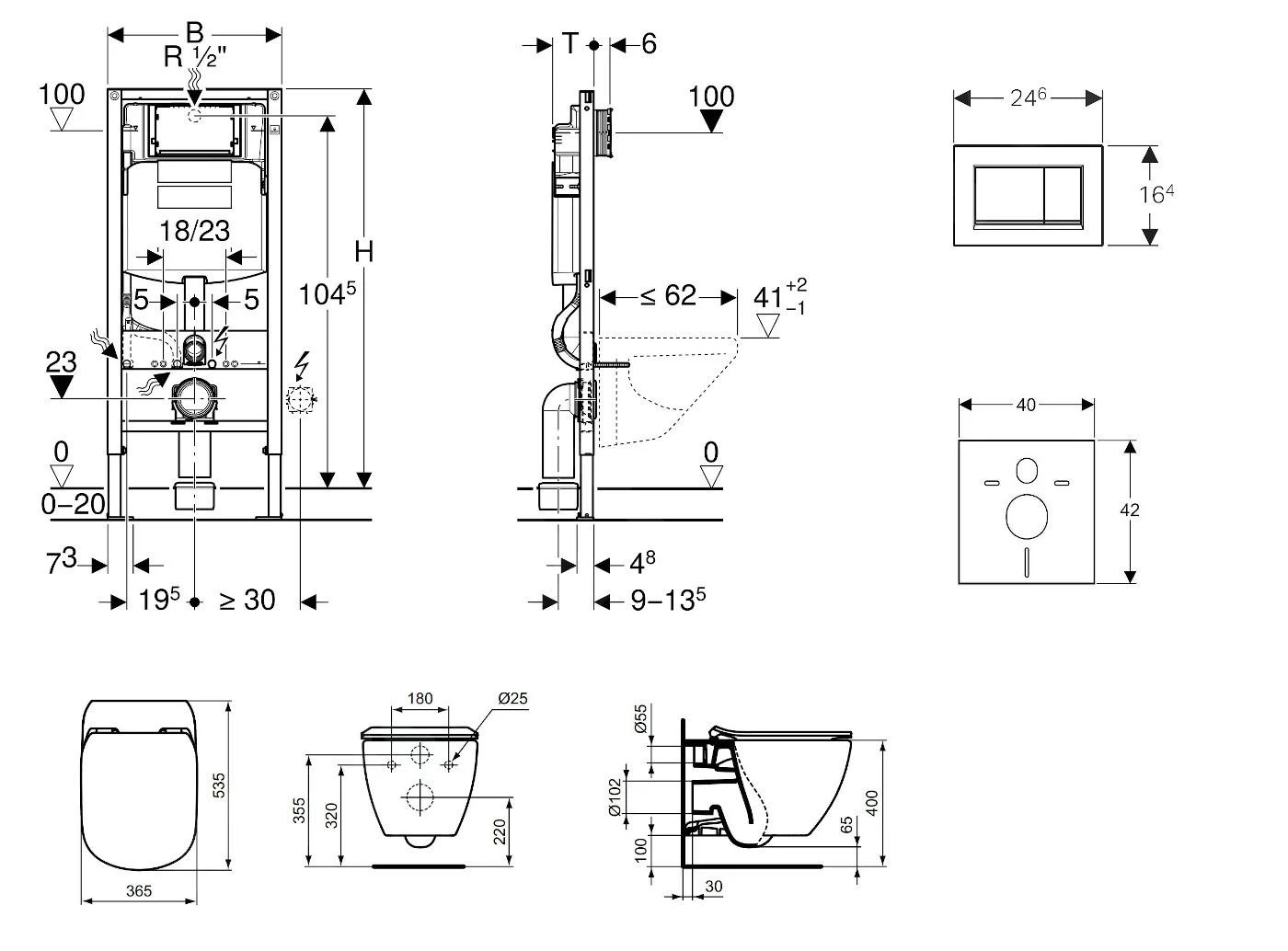 Geberit Duofix - Inbouwreservoir Voor Hangend Toilet Met SIGMA30 Bedieningsknop, Mat Chroom/chroom + Ideal Standard Tesi - Hangend Toilet En Wc-bril, Aquablade, SoftClose 111.300.00.5 NU7 4 Geberit Duofix - Inbouwreservoir Voor Hangend Toilet Met SIGMA30 Bedieningsknop, Mat Chroom/chroom + Ideal Standard Tesi - Hangend Toilet En Wc-bril, Aquablade, SoftClose 111.300.00.5 NU7 - Afbeelding 2
