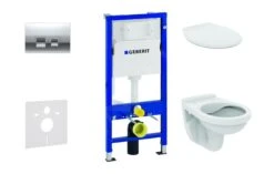 Geberit Duofix - Set Voorwandinstallatie, Closet Alpha Met WC-zitting, DELTA50 Bedieningsknop, Glanzend Chroom 458.103.00.1 NR5