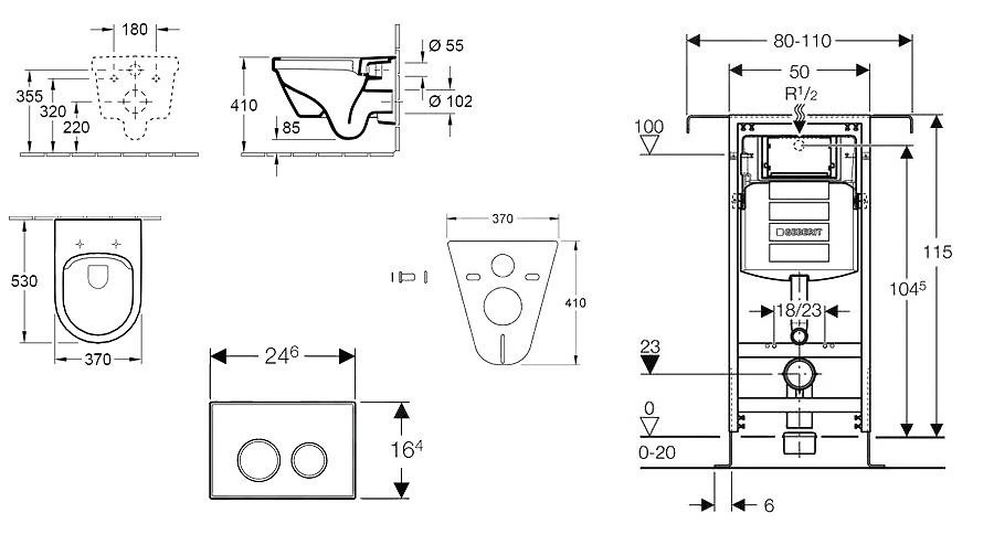 Geberit Duofix - Inbouwreservoir Voor Hangend Toilet Met SIGMA01 Bedieningsknop, Alpine Wit + Villeroy Boch - Hangend Toilet En Wc-bril, DirectFlush, SoftClose, CeramicPlus 111.355.00.5 NB1 4 Geberit Duofix - Inbouwreservoir Voor Hangend Toilet Met SIGMA01 Bedieningsknop, Alpine Wit + Villeroy Boch - Hangend Toilet En Wc-bril, DirectFlush, SoftClose, CeramicPlus 111.355.00.5 NB1 - Afbeelding 2