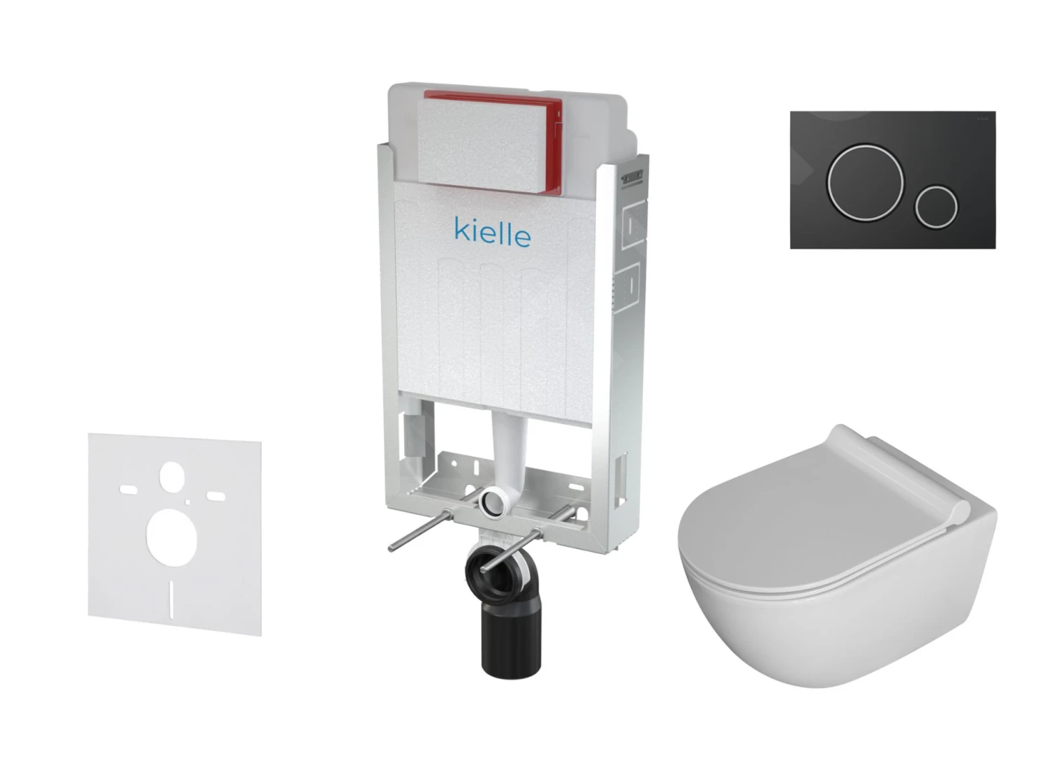 Kielle Genesis - Set Voorwandinstallatie, Toilet Gaia, Toiletbril Softclose En Bedieningspaneel Gemini II, Mat Zwart / Chroom 30505SZ08 3 Kielle Genesis - Set Voorwandinstallatie, Toilet Gaia, Toiletbril Softclose En Bedieningspaneel Gemini II, Mat Zwart / Chroom 30505SZ08