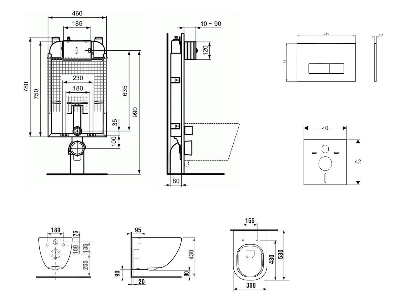 Ideal Standard ProSys - Toiletset- Inbouwreservoir, Closet, WC-zitting Mio, Oleas M2 Bedieningsplaat, Rimless, Slowclose, Antibak, Chroom ProSys80M SP141 4 Ideal Standard ProSys - Toiletset- Inbouwreservoir, Closet, WC-zitting Mio, Oleas M2 Bedieningsplaat, Rimless, Slowclose, Antibak, Chroom ProSys80M SP141 - Afbeelding 2