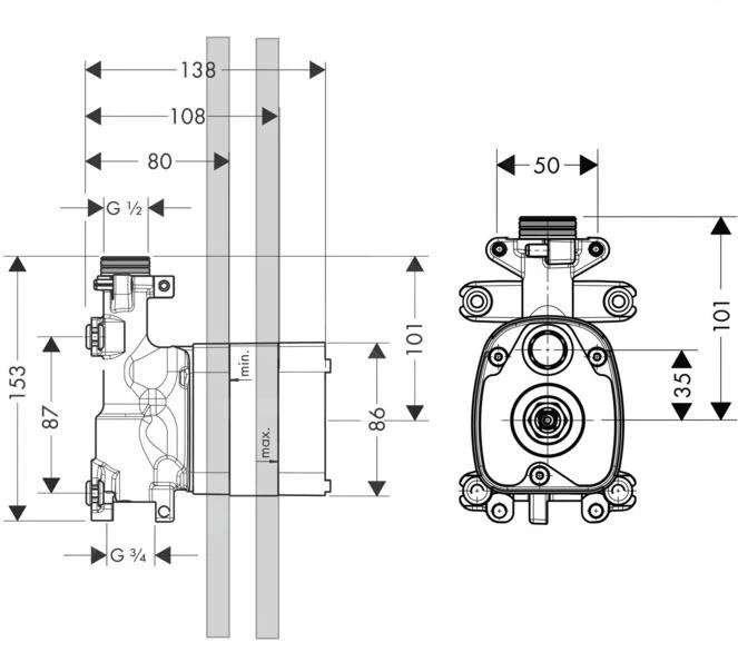 Axor Inbouwdelen - Basisgarnituur Voor Handdouchemodule 10650180 4 Axor Inbouwdelen - Basisgarnituur Voor Handdouchemodule 10650180 - Afbeelding 2