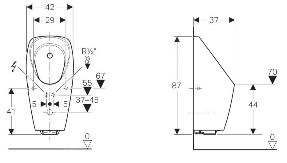 Geberit Urinoirs - Urinoir Tamina, Voor Geïntegreerd Besturing, Netvoeding, Wit 116.142.00.1 4 Geberit Urinoirs - Urinoir Tamina, Voor Geïntegreerd Besturing, Netvoeding, Wit 116.142.00.1 - Afbeelding 2