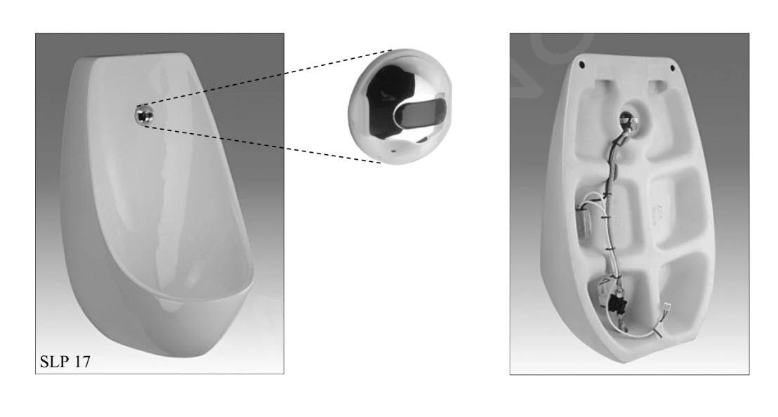 Sanela Elektronische Urinoirs - Domino Urinoir Met Infrarood Spoelsysteem, Elektronica ALS, Voeding 230V AC/24V DC, Wit SLP 17 5 Sanela Elektronische Urinoirs - Domino Urinoir Met Infrarood Spoelsysteem, Elektronica ALS, Voeding 230V AC/24V DC, Wit SLP 17 - Afbeelding 3