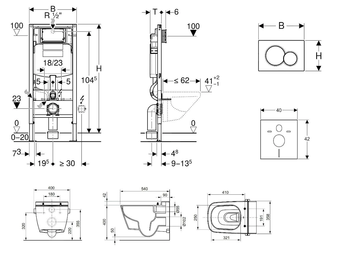 Geberit Duofix - Inbouwreservoir Voor Hangend Toilet Met SIGMA01 Bedieningsknop, Mat Chroom + Tece One - Hangend Douche-wc En Wc-bril, Rimless, SoftClose 111.300.00.5 NT3 4 Geberit Duofix - Inbouwreservoir Voor Hangend Toilet Met SIGMA01 Bedieningsknop, Mat Chroom + Tece One - Hangend Douche-wc En Wc-bril, Rimless, SoftClose 111.300.00.5 NT3 - Afbeelding 2