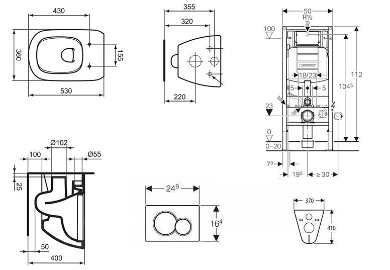 Geberit Duofix - Set Voorwandinstallatie, Toilet En Zitting Ideal Standard Tesi, Sigma30 Bedieningsplaat, Chroom 111.300.00.5 NF6 3 Geberit Duofix - Set Voorwandinstallatie, Toilet En Zitting Ideal Standard Tesi, Sigma30 Bedieningsplaat, Chroom 111.300.00.5 NF6 - Afbeelding 2