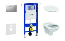 Geberit Duofix - Set Voorwandinstallatie, Closet Alpha Met WC-zitting, Bedieningspaneel Sigma 01, Mat Chroom 111.355.00.5 ND3