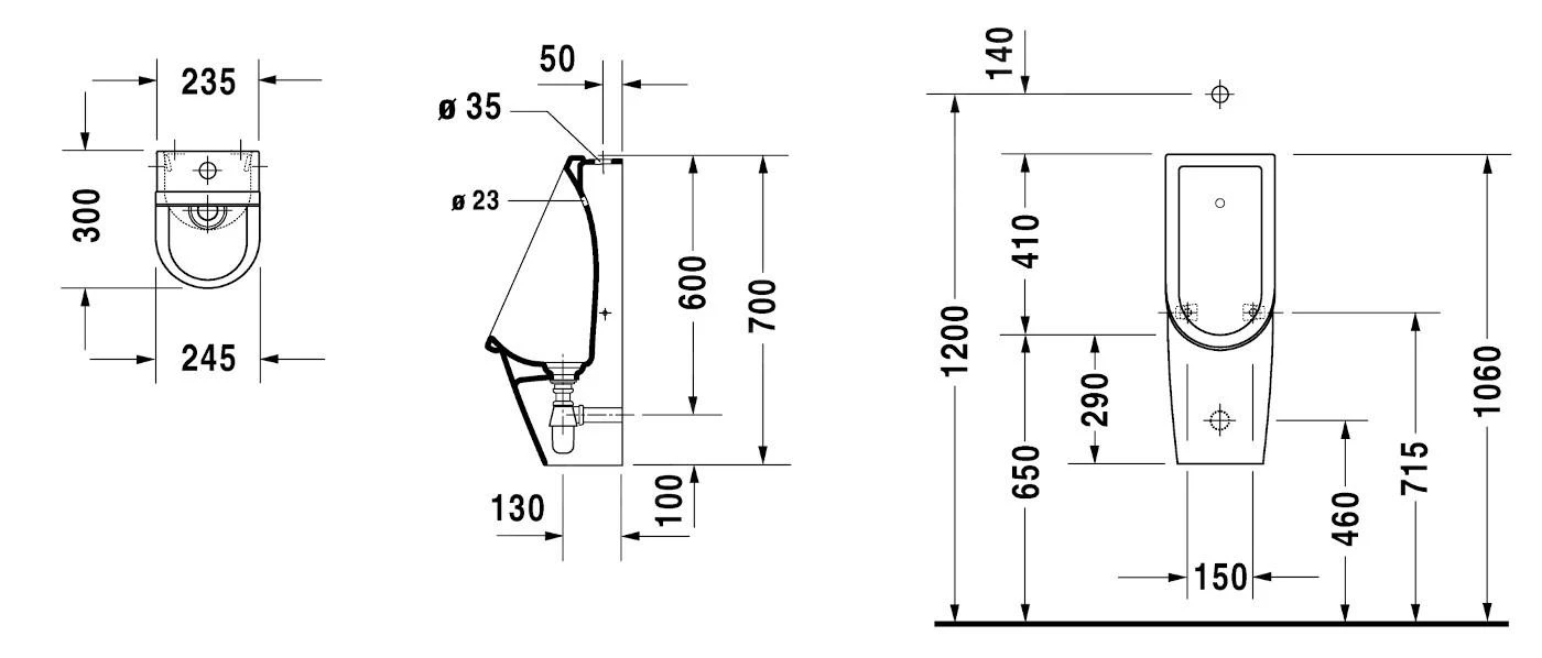 Duravit Starck 3 - Urinoir, Bovenste Waterinlaat, Rimless, Alpine Wit 0826250000 4 Duravit Starck 3 - Urinoir, Bovenste Waterinlaat, Rimless, Alpine Wit 0826250000 - Afbeelding 2