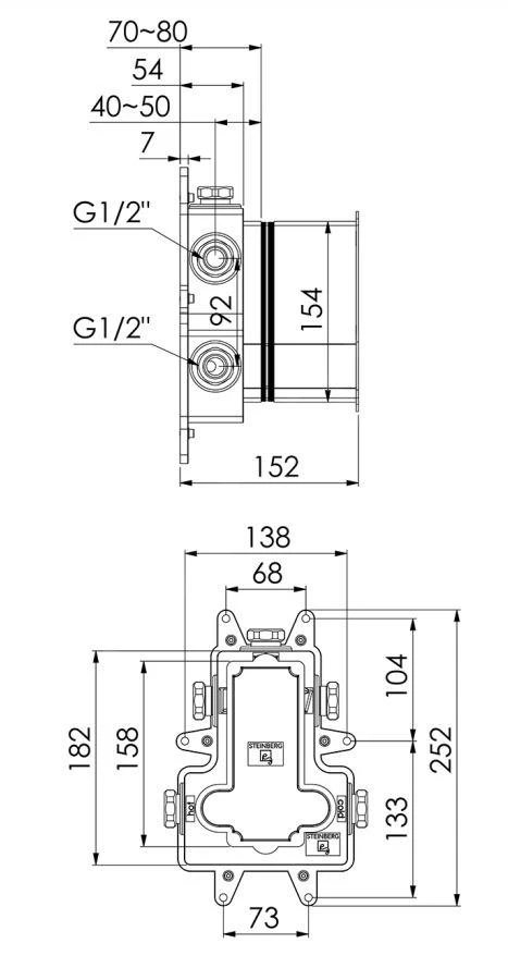 Steinberg Montage Frame - Inbouwdeel Voor Thermostatische Inbouwkranen 010 4130 4 Steinberg Montage Frame - Inbouwdeel Voor Thermostatische Inbouwkranen 010 4130 - Afbeelding 2