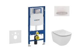 Geberit Duofix - Inbouwreservoir Voor Hangend Toilet Met SIGMA50 Bedieningsknop, Alpine Wit + Ideal Standard Tesi - Hangend Toilet En Wc-bril 111.300.00.5 NF8