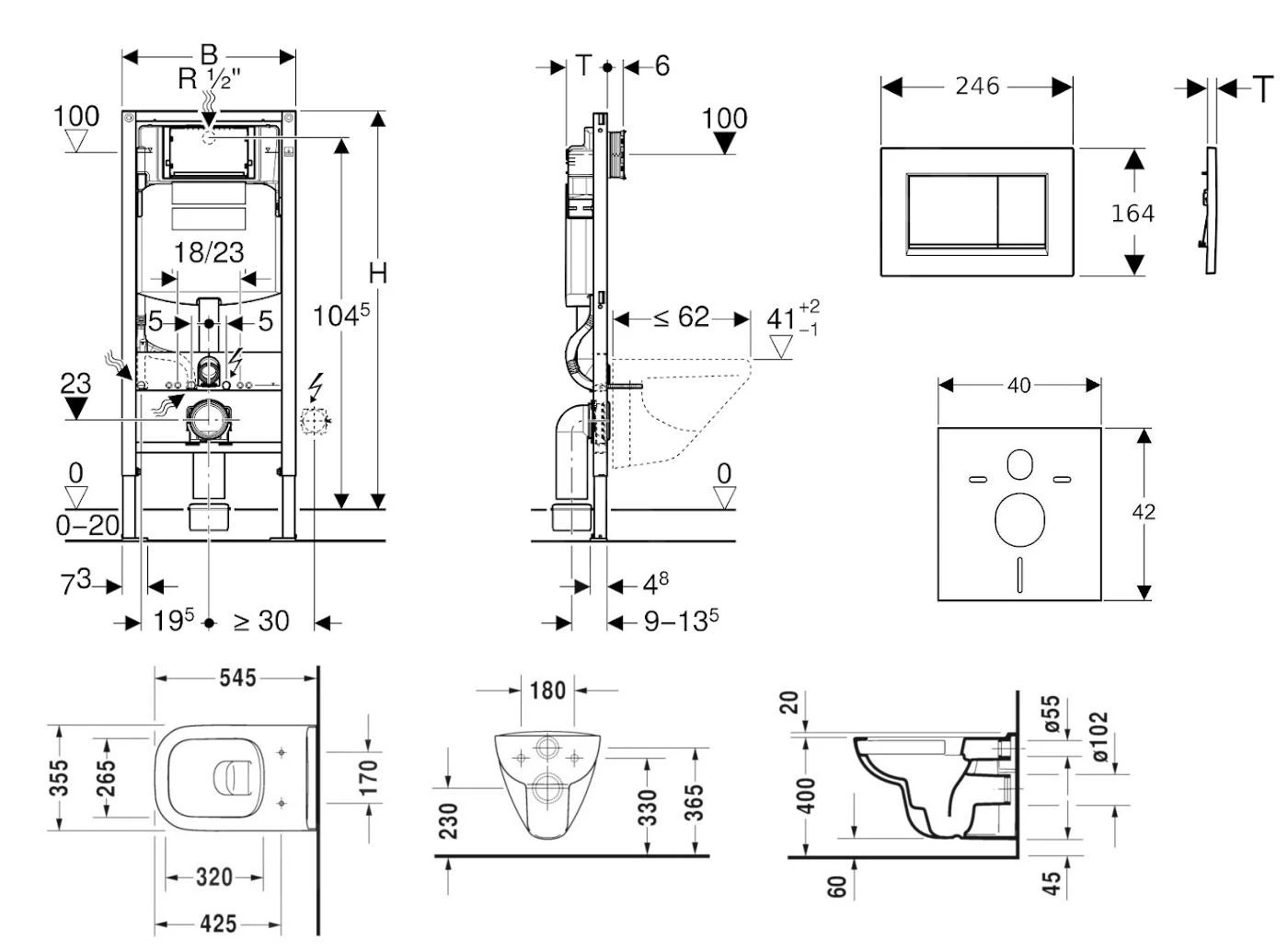 Geberit Kombifix - Toiletset Met Sigma30 Bedieningsplaat, Mat Chroom/chroom + Villeroy Boch Hangend Toilet En Wc Bril, SoftClose, DirectFlush, CeramicPlus 110.302.00.5 NI7 4 Geberit Kombifix - Toiletset Met Sigma30 Bedieningsplaat, Mat Chroom/chroom + Villeroy Boch Hangend Toilet En Wc Bril, SoftClose, DirectFlush, CeramicPlus 110.302.00.5 NI7 - Afbeelding 2