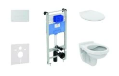 Ideal Standard ProSys - Toiletset - Inbouwreservoir, Closet Alpha Met WC-zitting, Oleas M1 Bedieningsplaat, Mat Chroom ProSys120M SP35