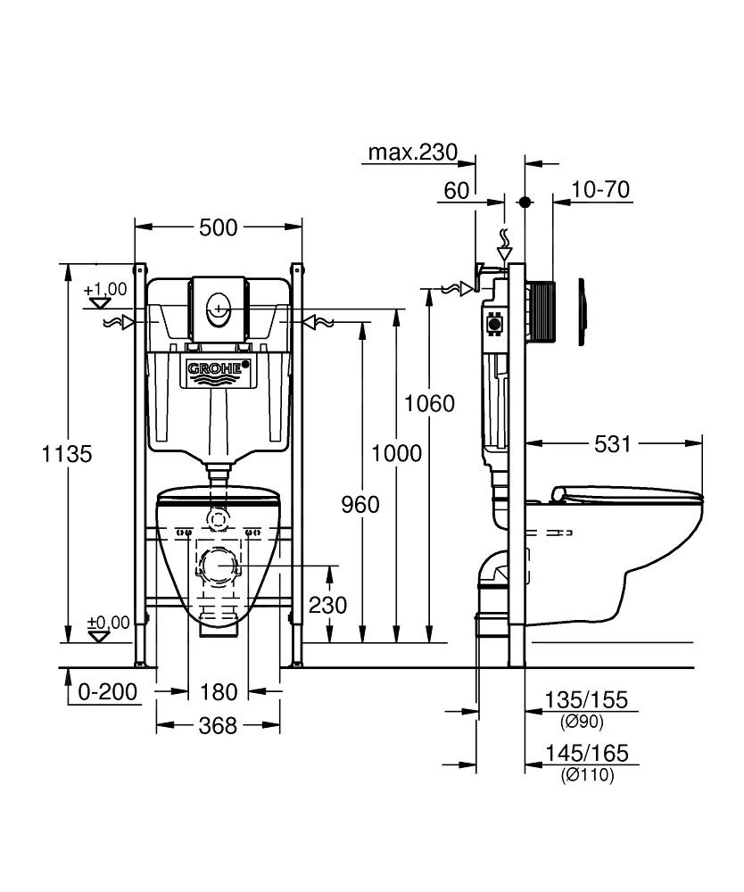 Grohe Solido - Toiletset Met Inbouwtoilet, Hangtoilet En Wc Bril Bau Ceramic, Softclose, Bedieningspaneel Skate Air, Chroom/wit 39888000 4 Grohe Solido - Toiletset Met Inbouwtoilet, Hangtoilet En Wc Bril Bau Ceramic, Softclose, Bedieningspaneel Skate Air, Chroom/wit 39888000 - Afbeelding 2