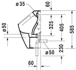 Duravit ME By Starck - Urinoir, Afvoer Horizontaal, Rimless, Met HygieneGlaze, Wit 2809302000 -Grohe Verkoop b7421fe697886891e578a555