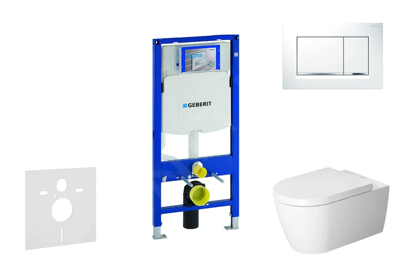 Geberit Duofix - Toiletset Met Sigma30 Bedieningsplaat, Wit/glanzend Chroom + Duravit ME By Starck Hangend Toilet En Wc Bril, Rimless, SoftClose 111.300.00.5 NM5 3 Geberit Duofix - Toiletset Met Sigma30 Bedieningsplaat, Wit/glanzend Chroom + Duravit ME By Starck Hangend Toilet En Wc Bril, Rimless, SoftClose 111.300.00.5 NM5