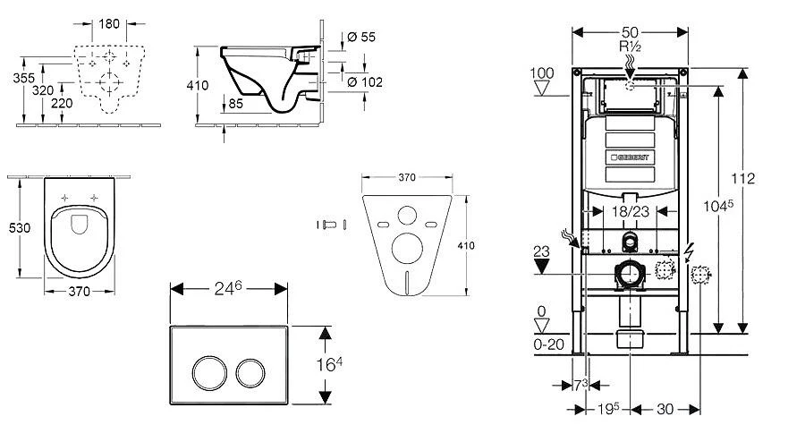 Geberit Duofix - Set Voorwandinstallatie, Toilet En Villeroy & Boch Zitting, Bedieningspaneel Sigma01, DirectFlush, SoftClose, CeramicPlus, Mat Chroom 111.300.00.5 NB3 4 Geberit Duofix - Set Voorwandinstallatie, Toilet En Villeroy & Boch Zitting, Bedieningspaneel Sigma01, DirectFlush, SoftClose, CeramicPlus, Mat Chroom 111.300.00.5 NB3 - Afbeelding 2