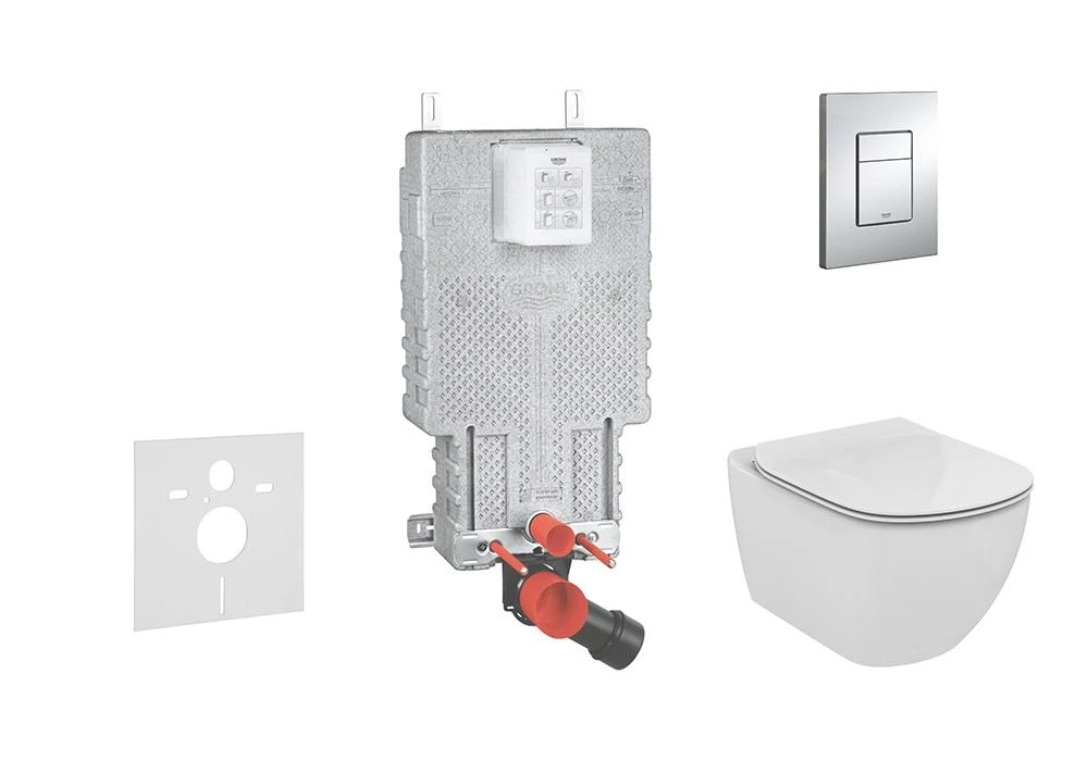 Grohe Uniset - Complete Toiletset Aquablade Wandcloset + Ideal Standard WC Zitting, Skate Cosmo Bedieningsplaat, SoftClose, Chroom 38643SET-KU 3 Grohe Uniset - Complete Toiletset Aquablade Wandcloset + Ideal Standard WC Zitting, Skate Cosmo Bedieningsplaat, SoftClose, Chroom 38643SET-KU