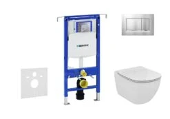 Geberit Duofix - Set Voorwandinstallatie, Toilet En Zitting Ideal Standard Tesi, Bedieningspaneel Sigma30, Aquablade, SoftClose, Mat Chroom/chroom 111.355.00.5 NU7