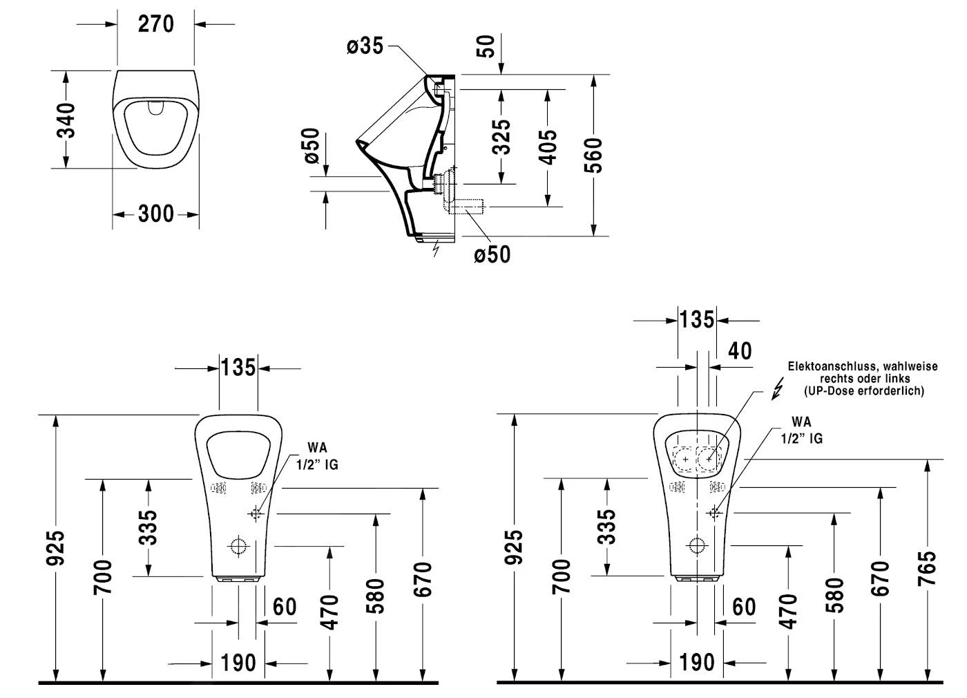 Duravit DuraStyle - Urinoir, Elektrische Bediening, Afval Achteraan, Wit 2804310000 4 Duravit DuraStyle - Urinoir, Elektrische Bediening, Afval Achteraan, Wit 2804310000 - Afbeelding 2