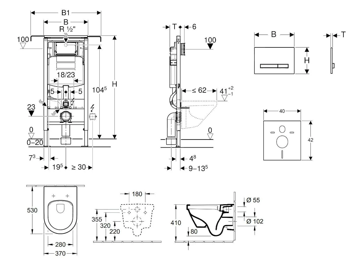 Geberit Duofix - Set Voorwandinstallatie, Toilet En Villeroy & Boch Zitting, Bedieningspaneel Sigma50, DirectFlush, SoftClose, CeramicPlus, Alpine Wit 111.355.00.5 NB8 4 Geberit Duofix - Set Voorwandinstallatie, Toilet En Villeroy & Boch Zitting, Bedieningspaneel Sigma50, DirectFlush, SoftClose, CeramicPlus, Alpine Wit 111.355.00.5 NB8 - Afbeelding 2