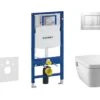 Geberit Duofix - Inbouwreservoir Voor Hangend Toilet Met SIGMA30 Bedieningsknop, Mat Chroom/chroom + Tece One - Hangend Douche-wc En Wc-bril, Rimless, SoftClose 111.300.00.5 NT7